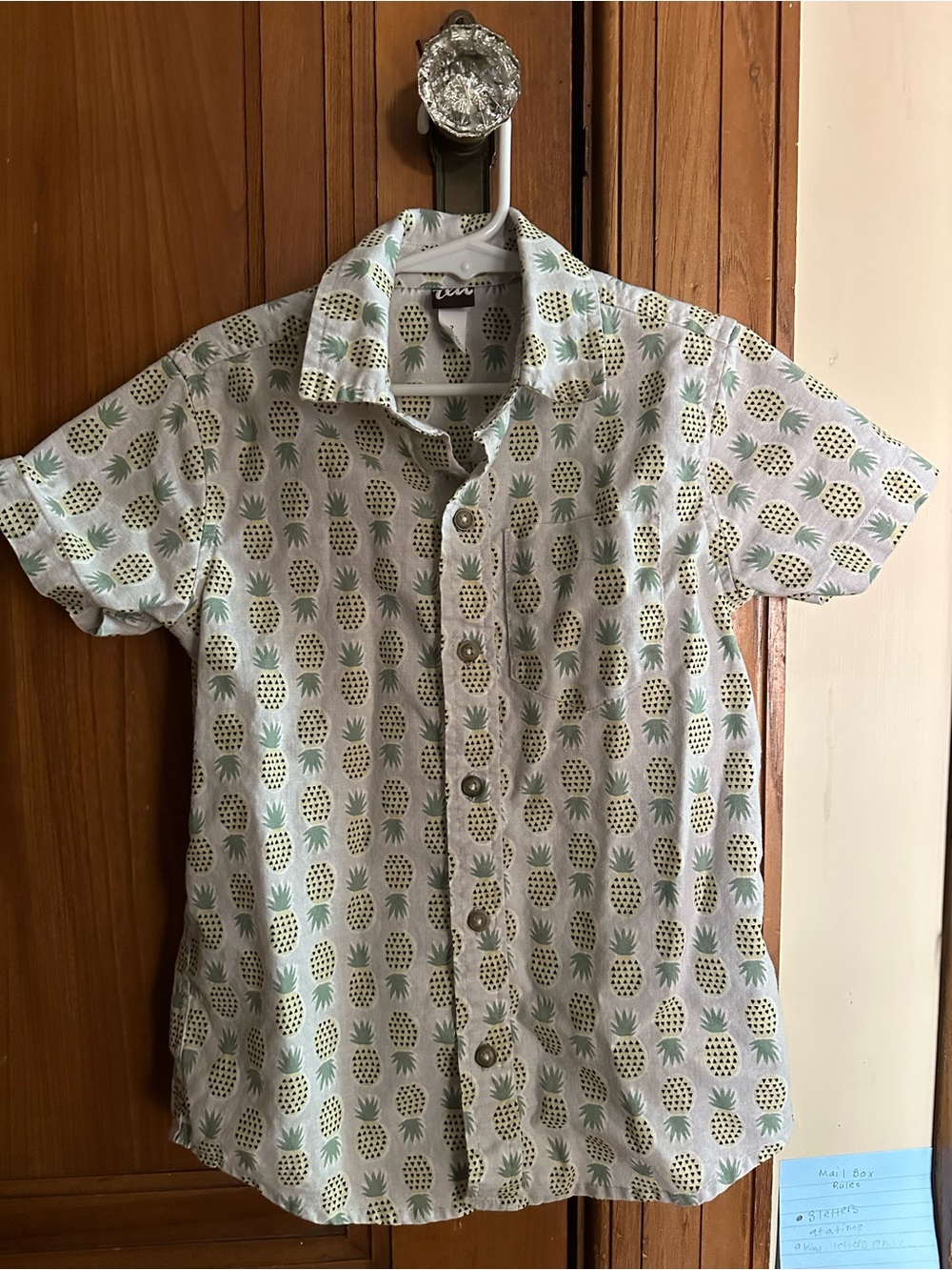 Grey Pineapple Print Short Sleeve Shirt